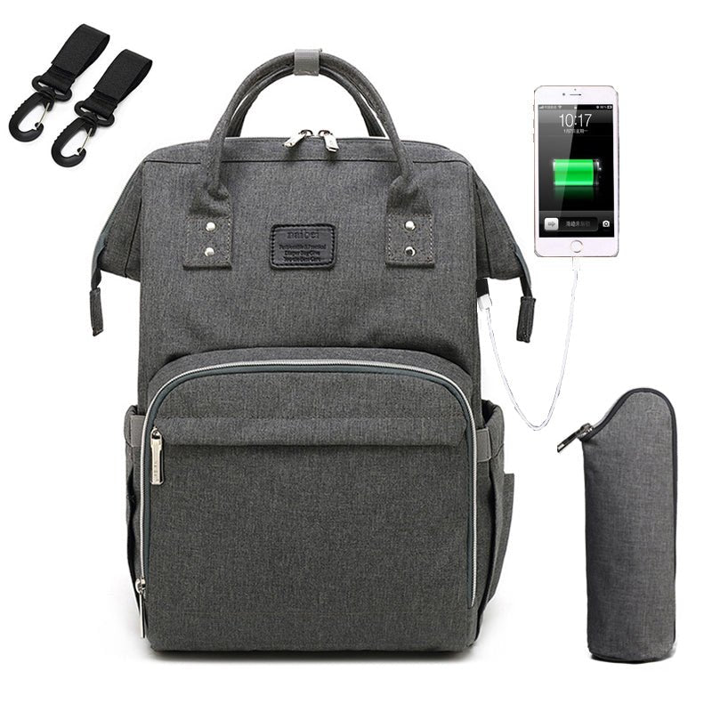 SAC A DOS A LANGER | FASHION - USB™ - Gris foncé