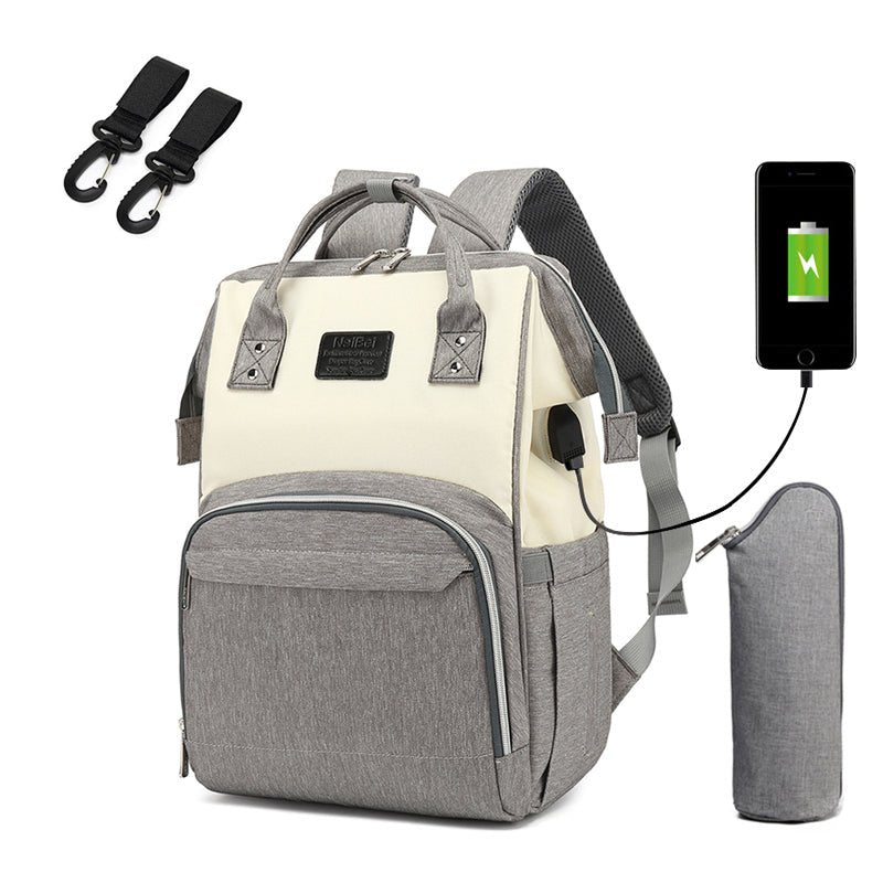 SAC A DOS A LANGER | FASHION - USB™ - Gris et blanc