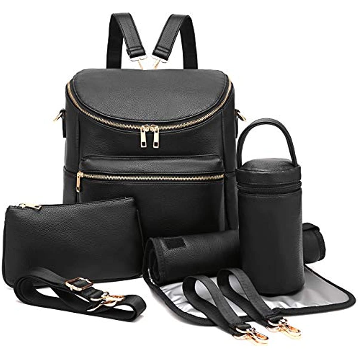 sac a langer cuir synthétique noir