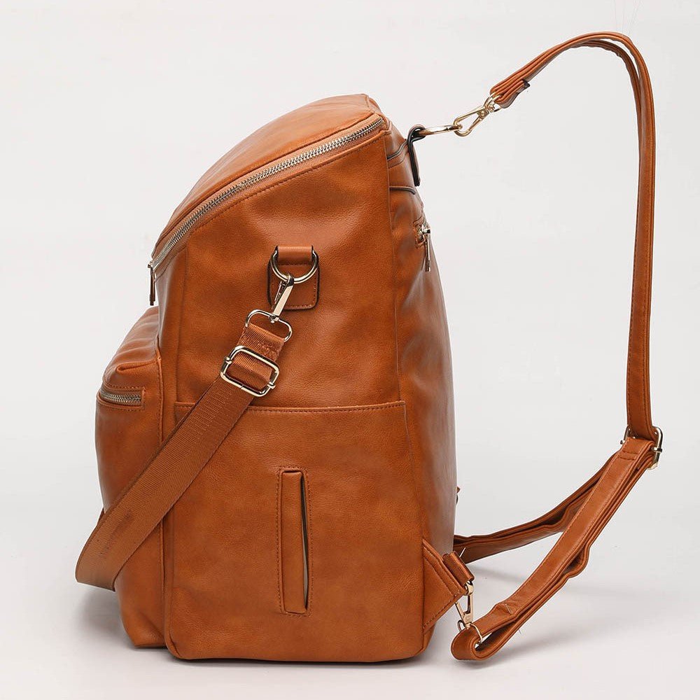 sac a langer cuir synthétique marron vue de côté