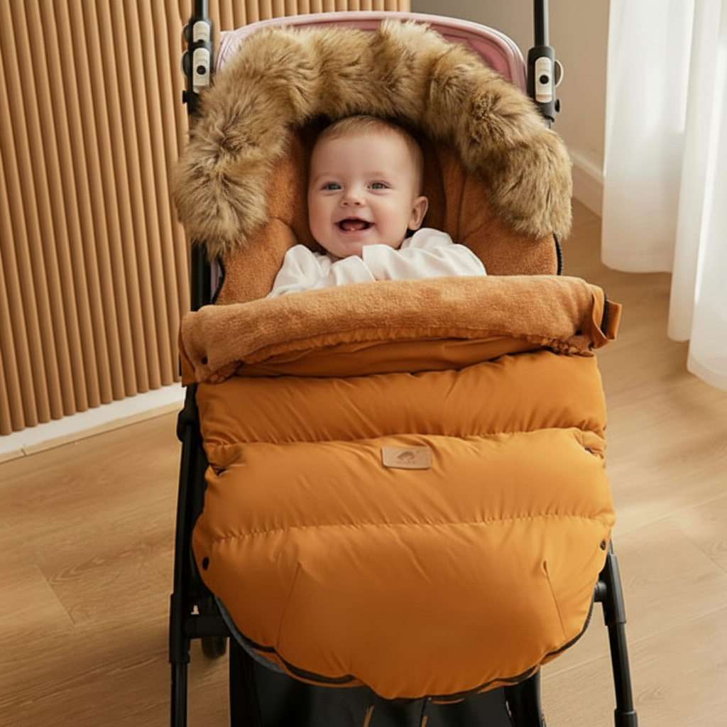 chanceliere bebe hiver douillet et chaleureux montrant bébé souriant