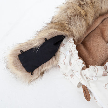 chanceliere pour poussette douceur d'hiver avec col fausse fourrure amovible