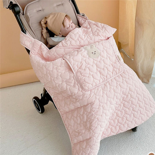 couverture de portage douillette motif lapin 