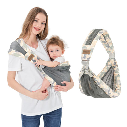 echarpe de portage motif camouflage couleur gris clair