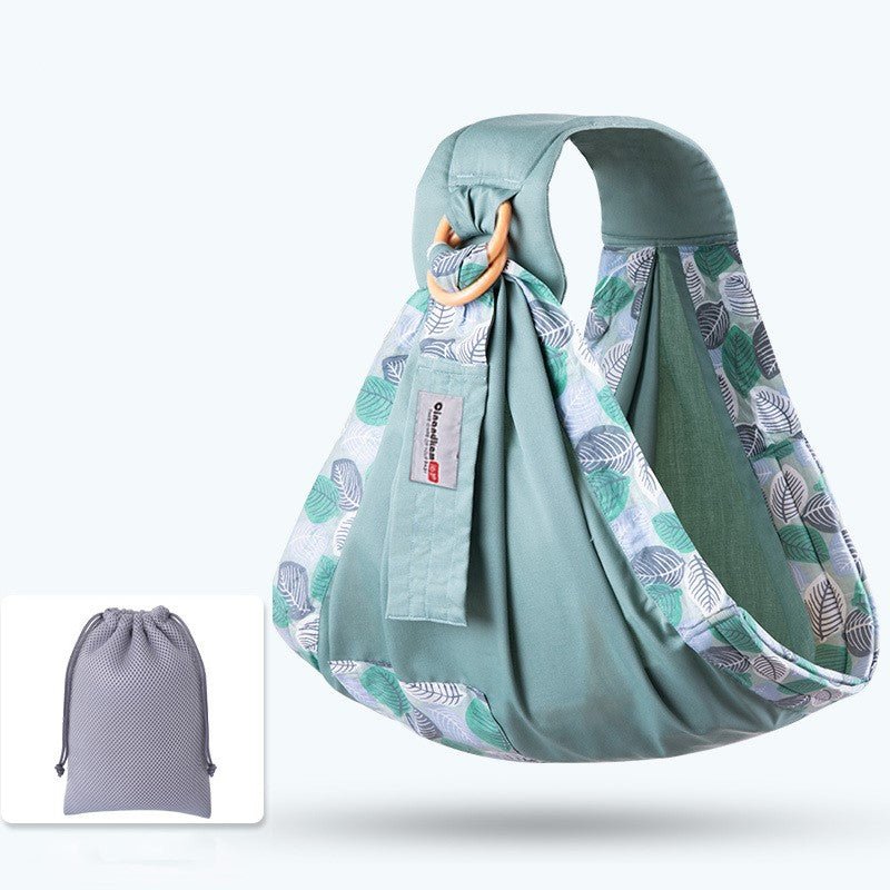 echarpe portage de couleur verte avec motif de feuilles