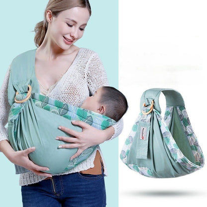 echarpe portage illustrant maman portant bébé en position couchée