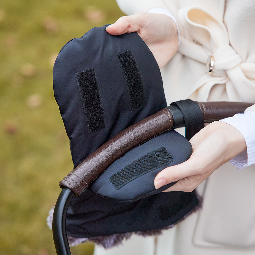 moufle poussette chaude et réconfortante fixable au guidon avec velcro