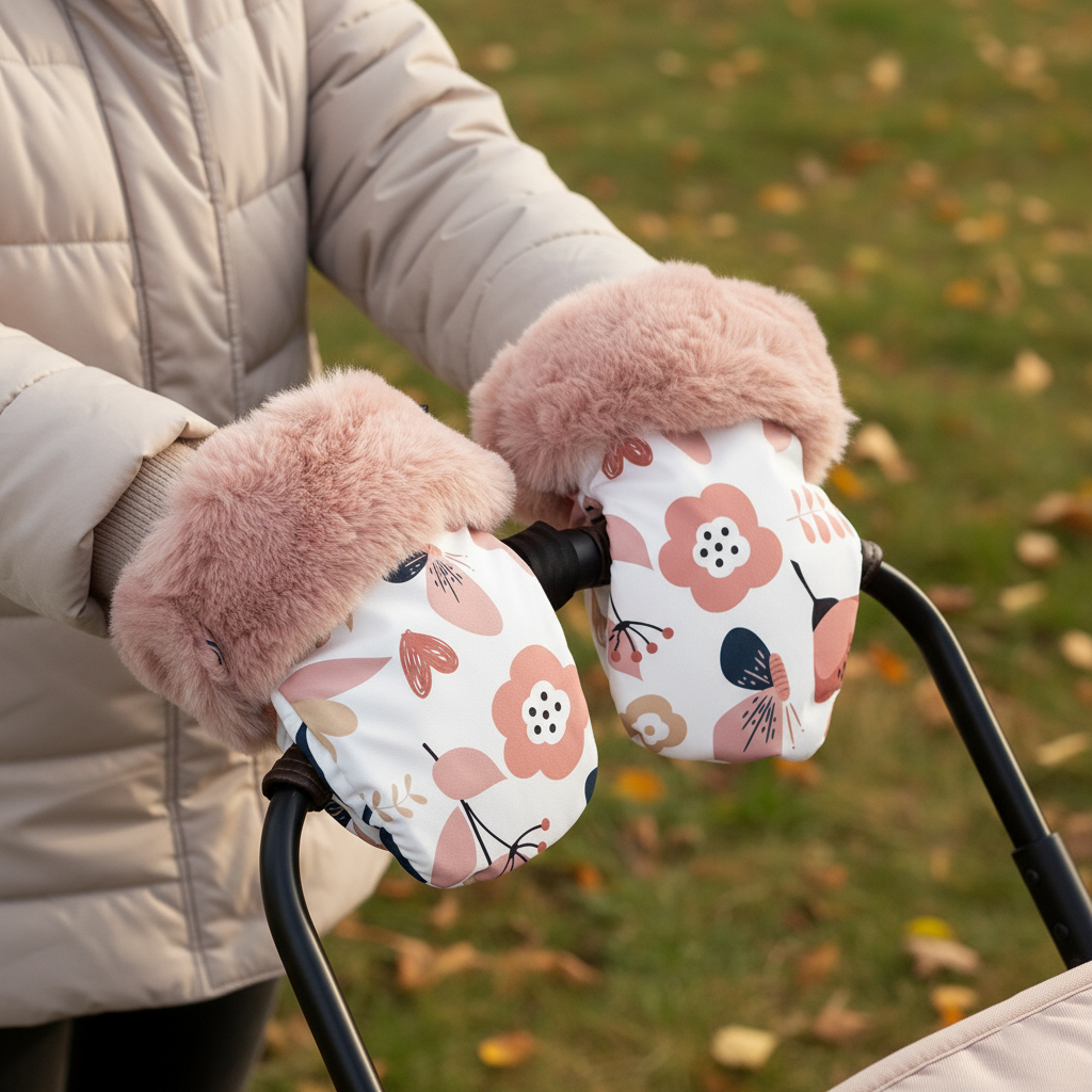 moufle poussette chaude et réconfortante motif fleurs douces
