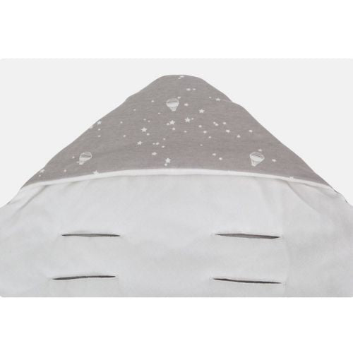 Nid d'ange bébé motif montgolfières toutes saisons avec capuche protectrice