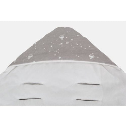 Nid d'ange bébé motif montgolfières toutes saisons avec capuche protectrice