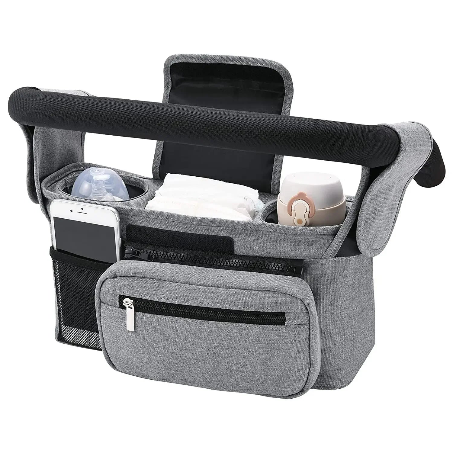 organisateur de poussette gris