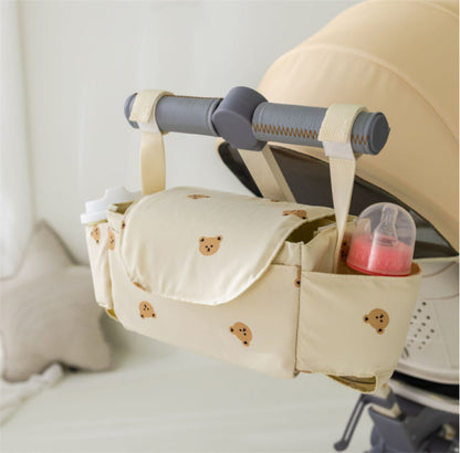 organisateur de poussette motif beige oursons