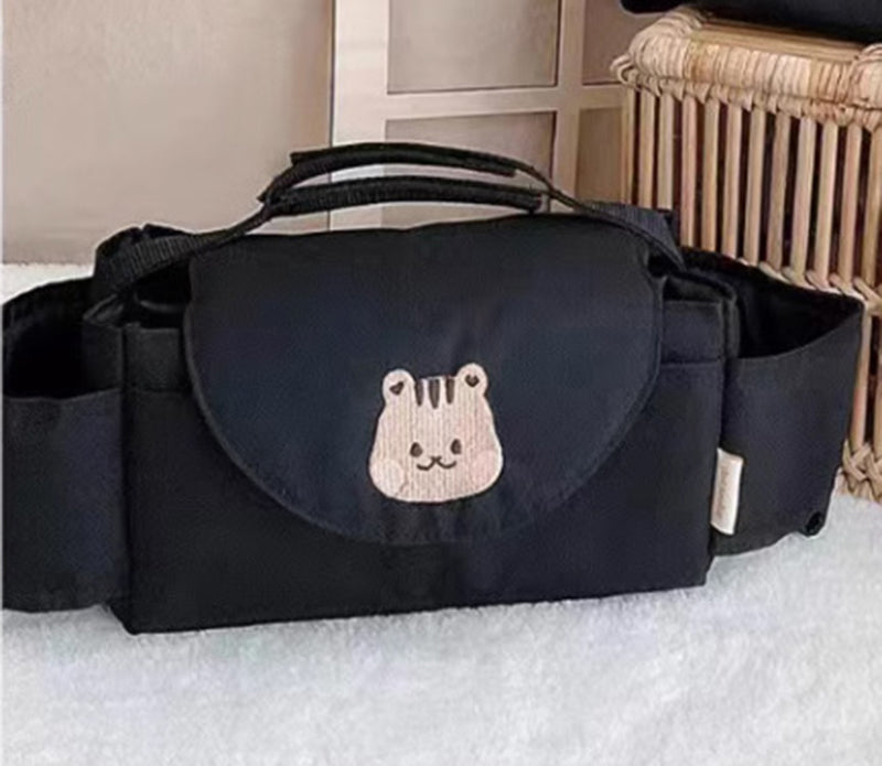 organisateur de poussette motif noir écureuil