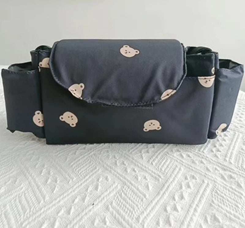 organisateur de poussette motif noir oursons