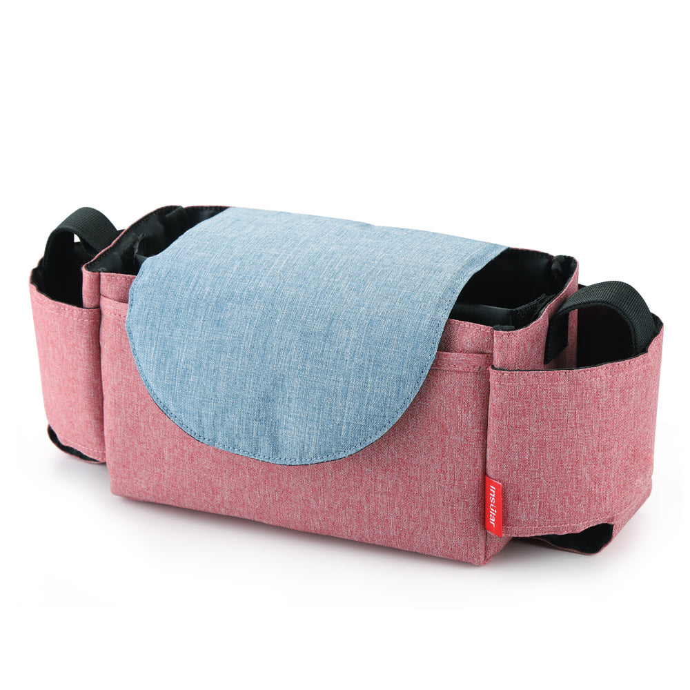 organisateur de poussette rose