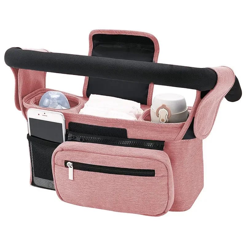 organisateur de poussette rose