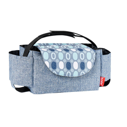 organisateur pour poussette organisé bleu motif cercles