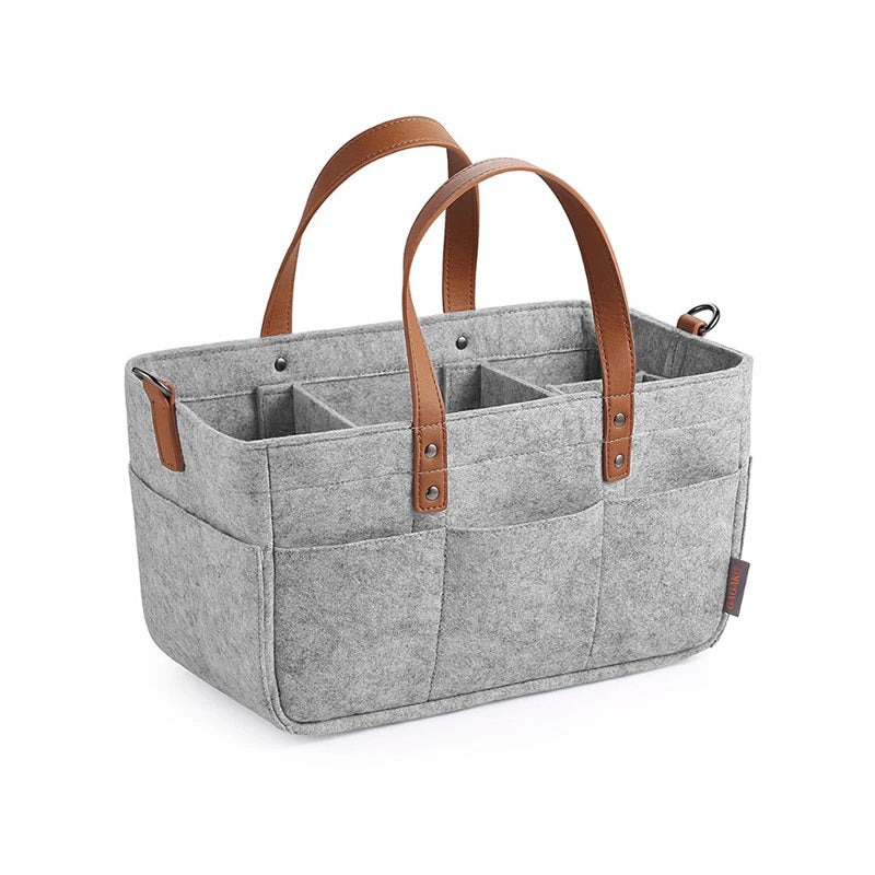 organisateur pour poussette style panier de rangement gris pâle