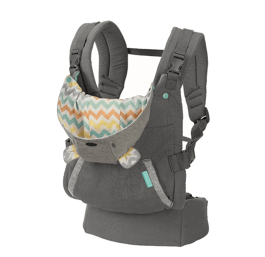 porte bébé gris avec capuche amovible