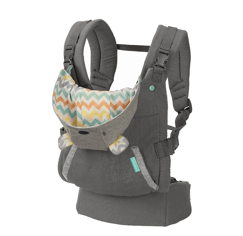 porte bébé gris avec capuche amovible