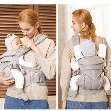 porte bebe avec bébé en position sur hanche et dos