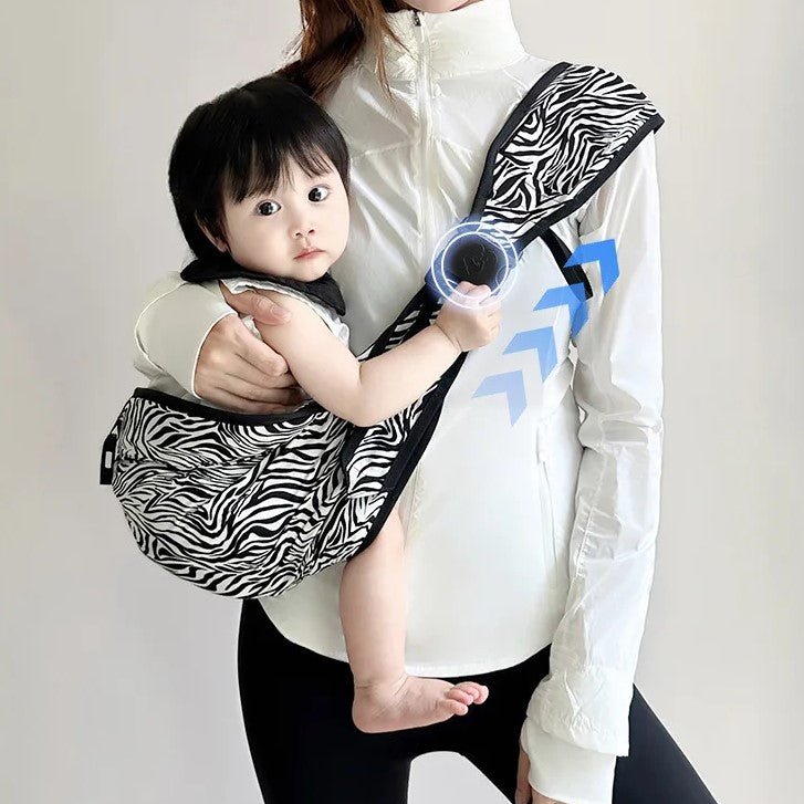 porte bébé physiologique motif zébré avec boucle sécurisée