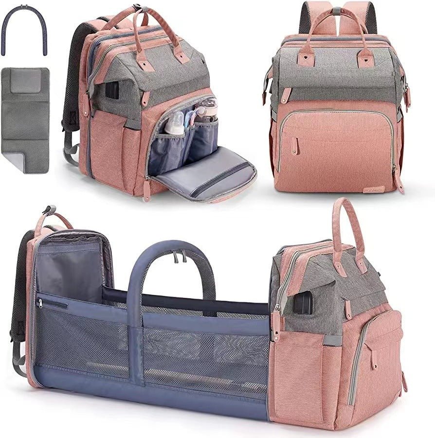 sac à dos à langer BeddyBaby™ rose et gris