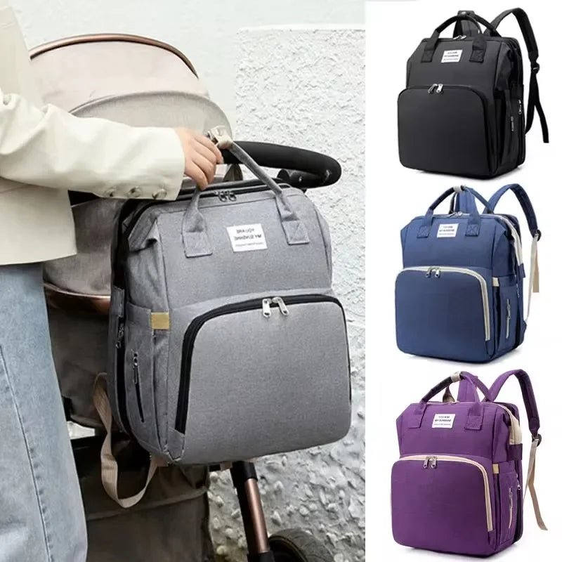 sac à dos à langer transformable fixable à la poussette