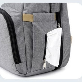 sac à dos à langer transformable avec pochette pour lingettes