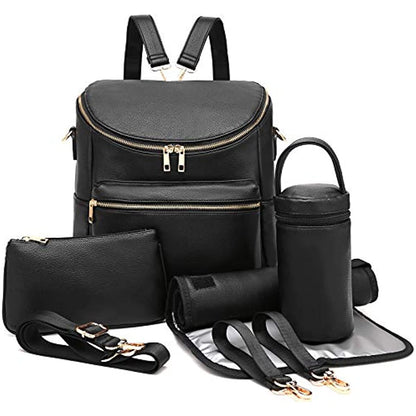 sac a langer cuir synthétique noir