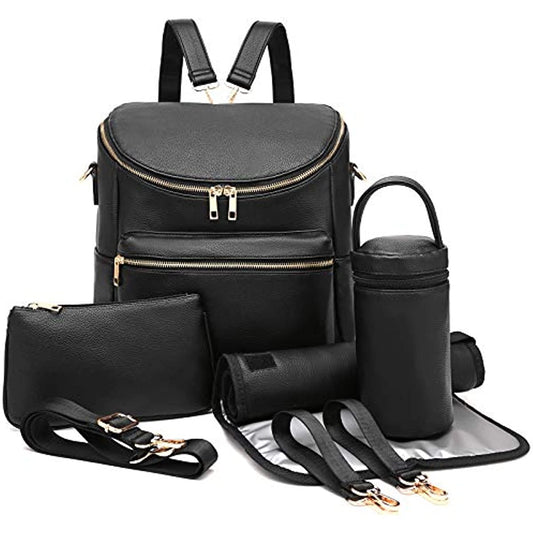 sac a langer cuir synthétique noir