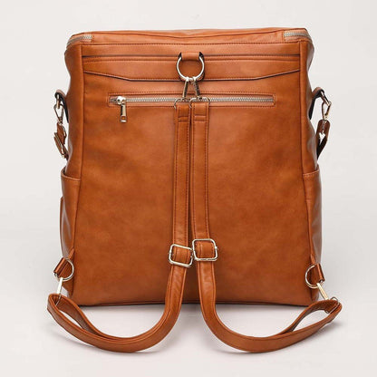sac a langer cuir synthétique marron vue de derrière