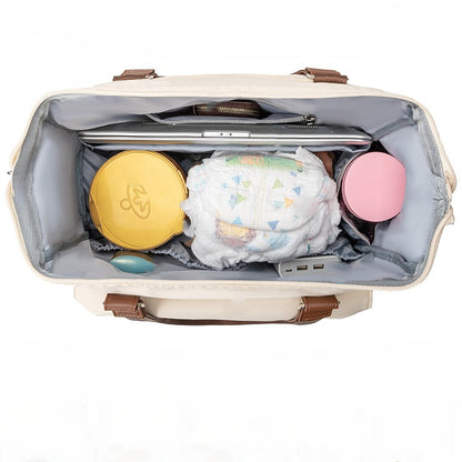 sac a langer multifonction beige vue intérieure