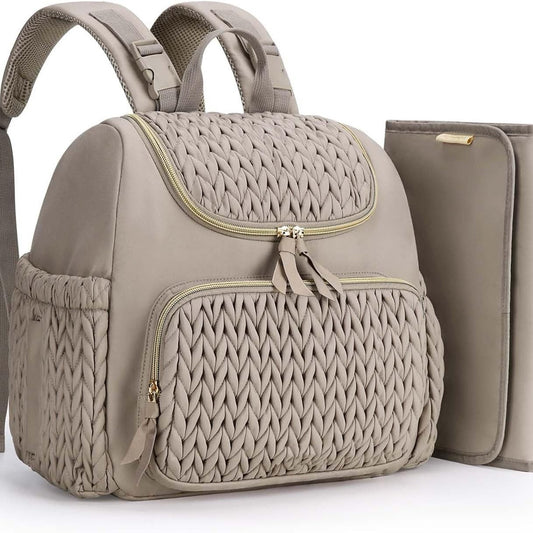 sac à langer multipoches couleur camel