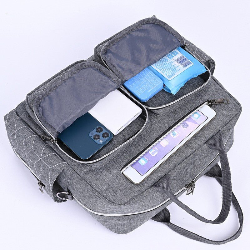 sac a langer spacieux gris poches avant