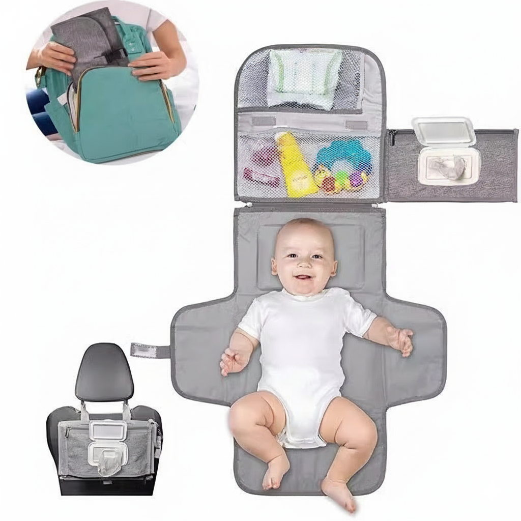tapis à langer nomade 3-en-1 pratique et hygiénique