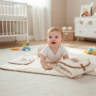 tapis a langer nomade bébé illustrant bébé heureux