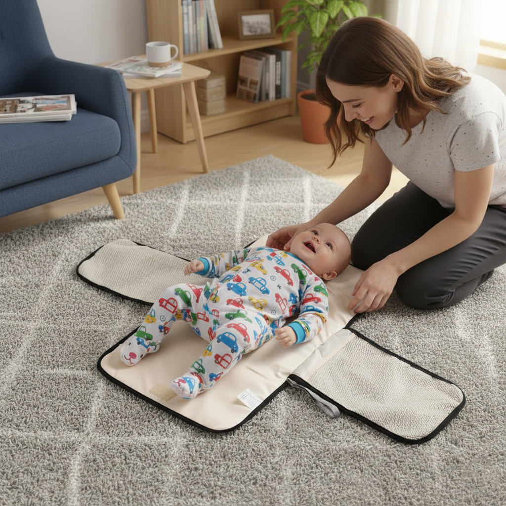 tapis à langer nomade compact imperméable offrant confort à bébé