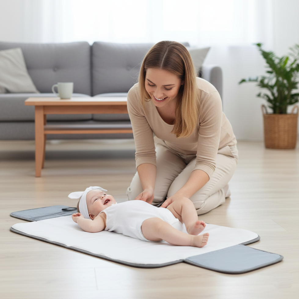 Tapis à langer nomade offrant praticité et confort en déplacement