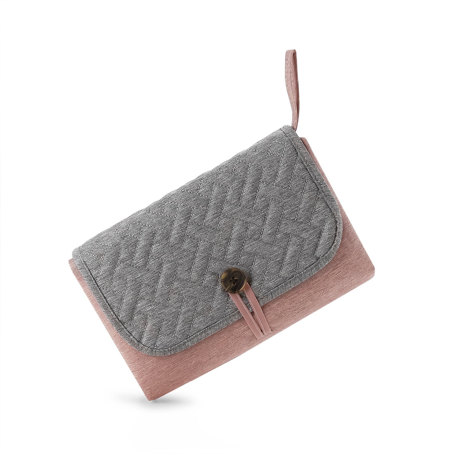 tapis à langer nomade rose et gris